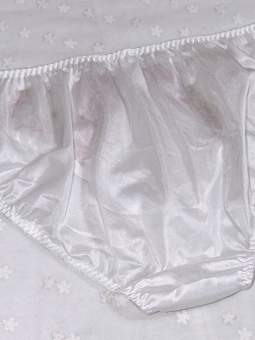 Plus US-XXL/JP-5L Japanese Classic Embroidery Shiny Smooth Tricot Nylon Panties - Picture 6 of 10